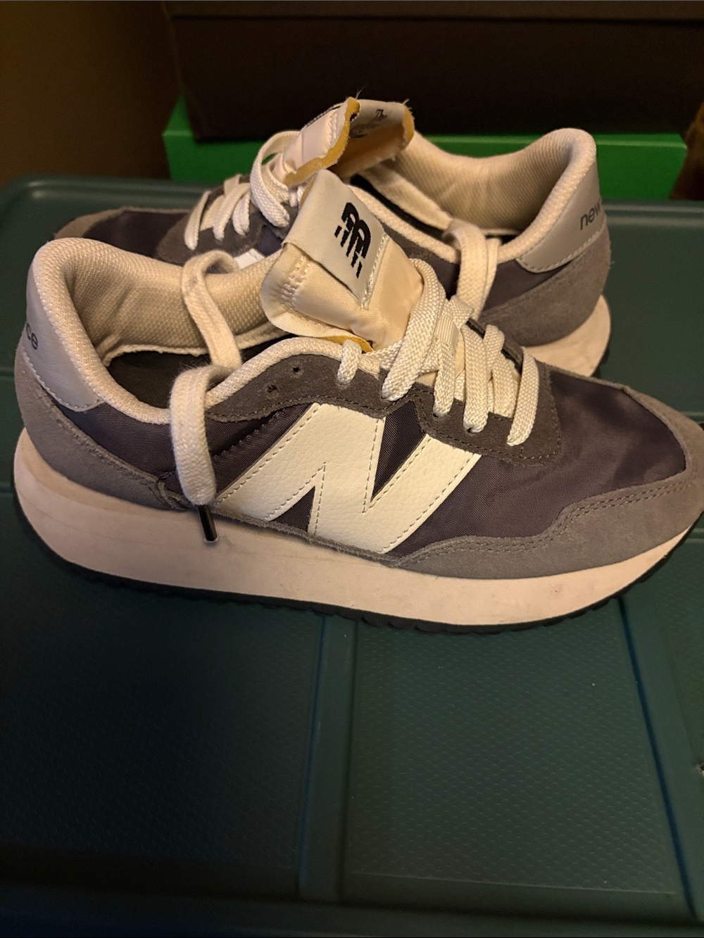 New Balance Women's Gray and White Lace-Up Sneakers